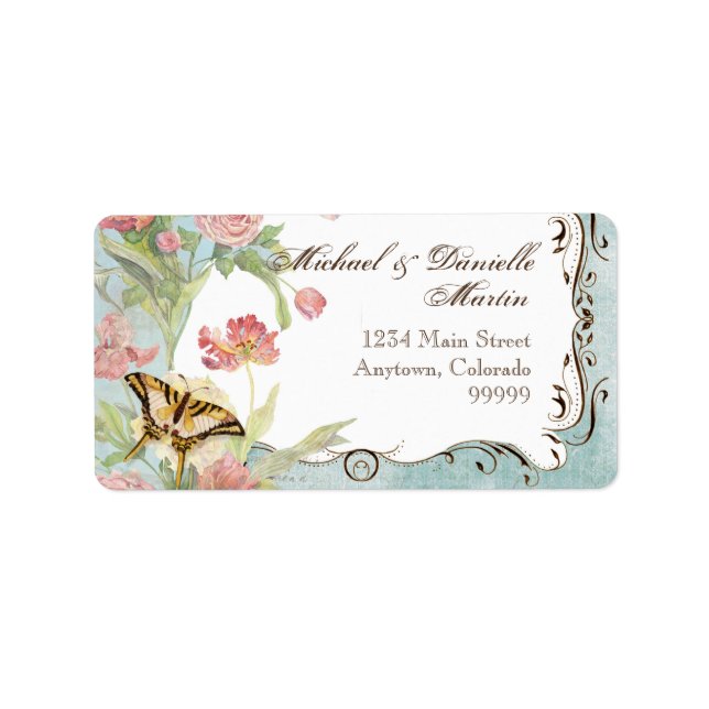 Les Fleurs Peony Rose Tulip Floral Flowers Wedding Label (Front)