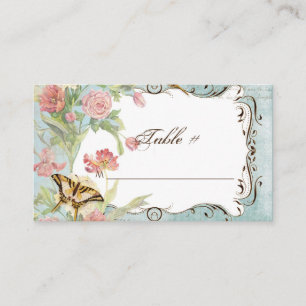 Les Fleurs Peony Rose Tulip Floral Flowers Wedding Place Card