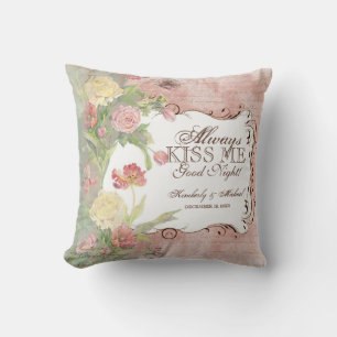 Les Fleurs Peony Rose Tulip Iris Floral Flowers Throw Pillow