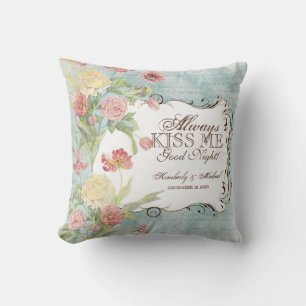 Les Fleurs Peony Rose Tulip Iris Floral Flowers Throw Pillow