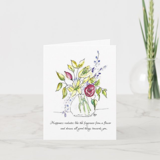 Les fleurs rayonnent la carte de bonheur (Devant)