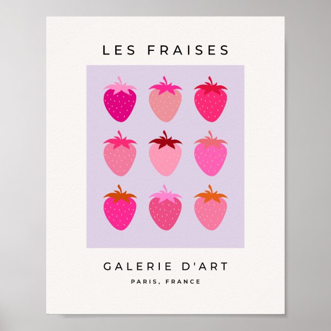 Les Fraises 03 Pink And Purple Strawberries Fruit Poster (Front)