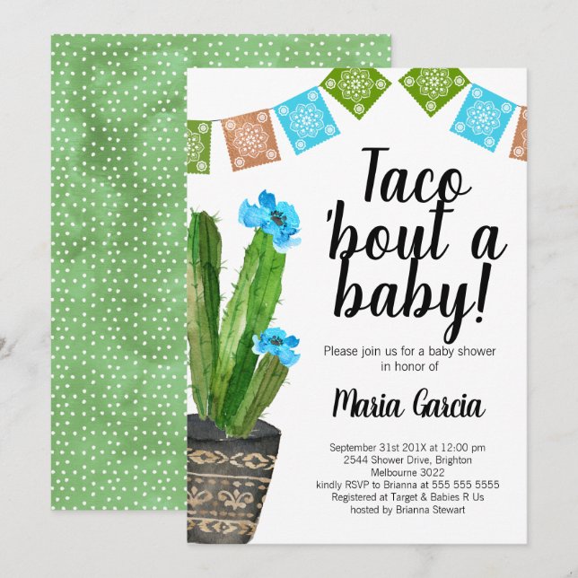 Les Garçons Taco Bout Invitation baby shower (Devant / Derrière)