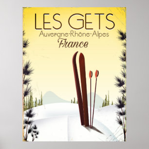 Les Gets France affiche de voyage ski