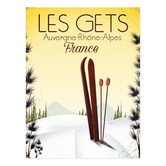Les Gets France ski travel poster Postcard
