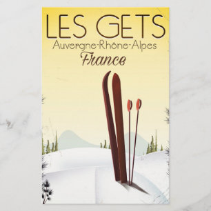 Les Gets France ski travel poster Stationery