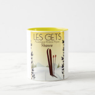 Les Gets France ski travel poster Two-Tone Coffee Mug