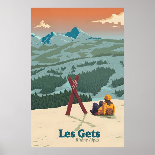 Les Gets Ski Resort Travel Poster (Front)