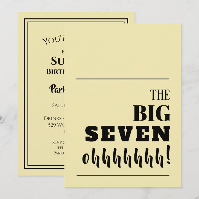 Les grandes invitations d'anniversaire de 70 ans (Devant / Derrière)
