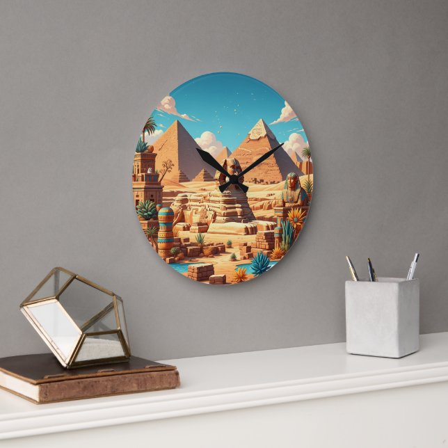 Les grandes pyramides et la sphinx Horloge murale  (Bureau)