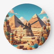 Les grandes pyramides et la sphinx Horloge murale