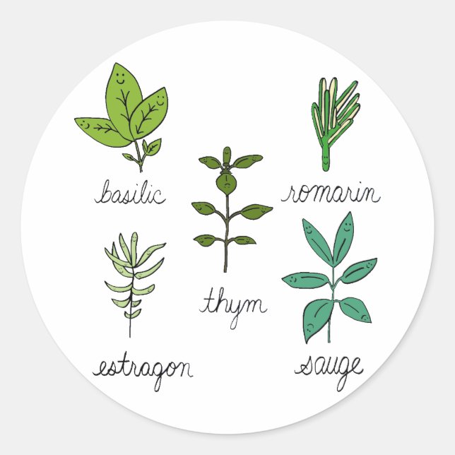 Les herbes classic round sticker (Front)