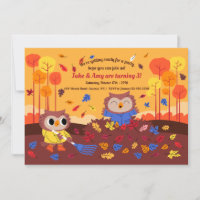 Les hiboux en automne Invitation