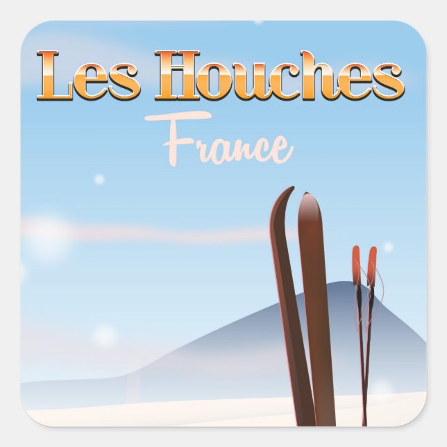 Les Houches France ski poster Square Sticker (Front)