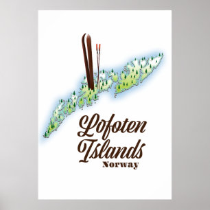 Les îles Lofoten, affiche de ski norvégien.
