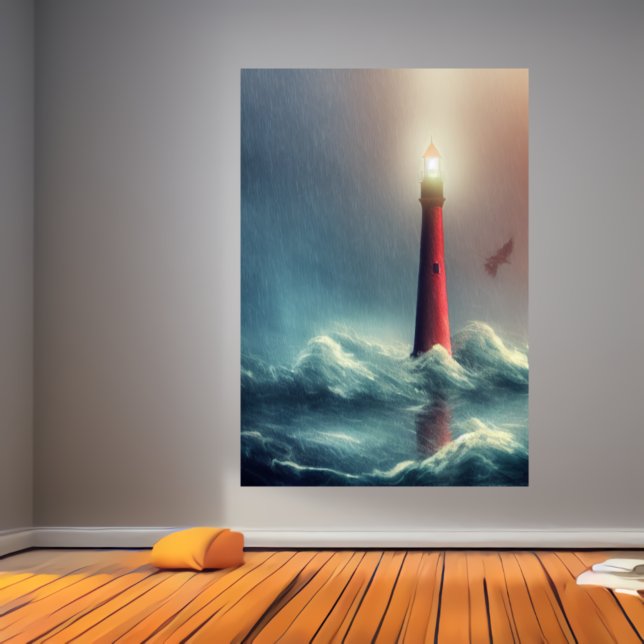 Les inondations et le phare | AI Art Poster (Créateur téléchargé)