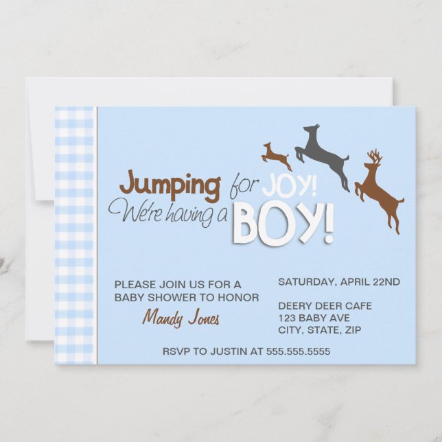 Les invitations à la douche pour bébés Joy Blue Bo (Devant)