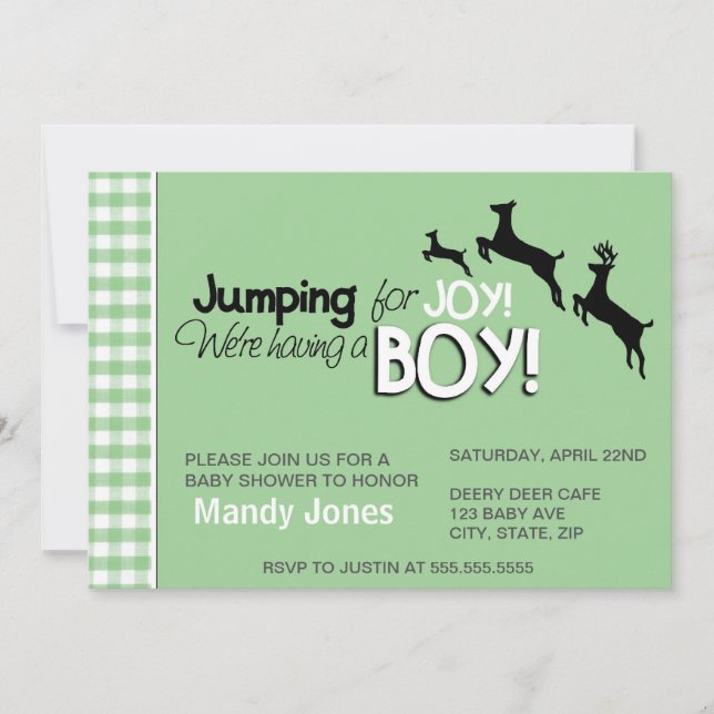 Les invitations à la douche pour bébés Joy Green B (Devant)
