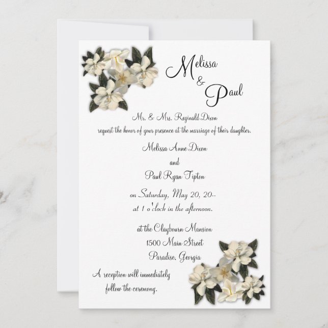 Les invitations aux mariages de Magnolias (Devant)