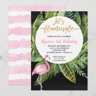 Les invitations d'anniversaire de Flamant rose,