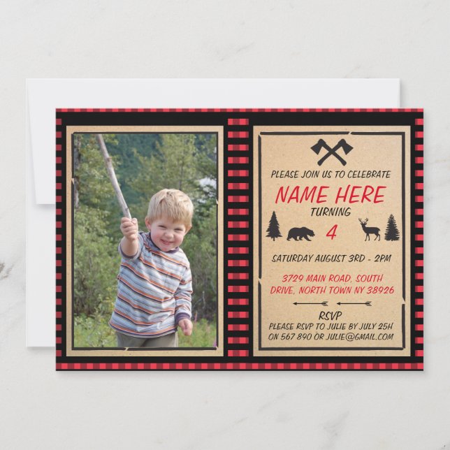 Les Invitations d'anniversaire de Lumberjack Vérif (Devant)