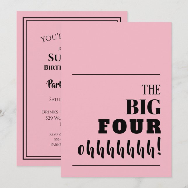 Les Invitations d'anniversaire des grands 40 (Devant / Derrière)