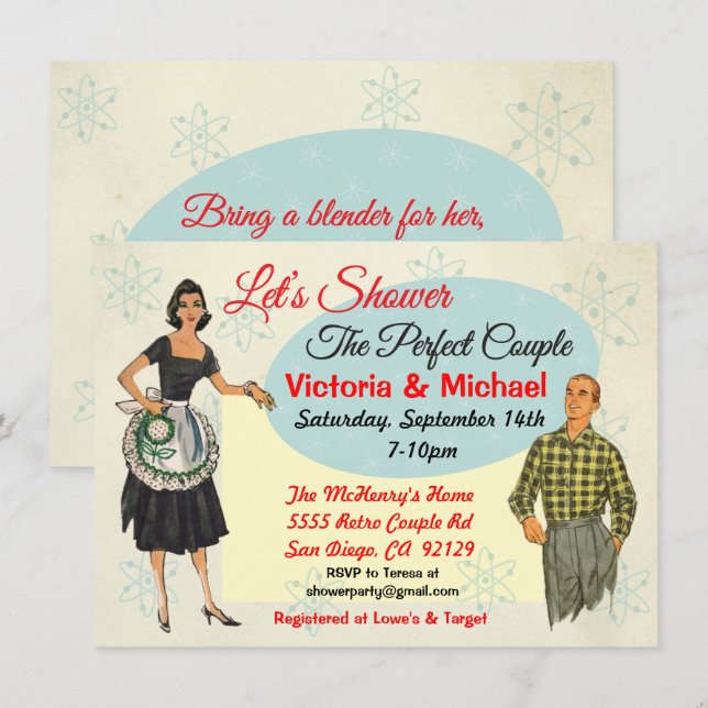 Les Invitations De Douche Parfaits Couple Mariage  (Devant / Derrière)
