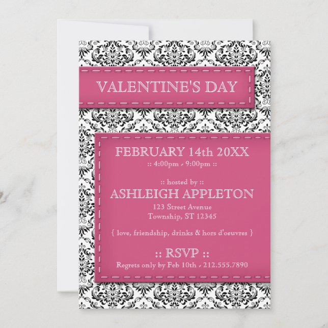 Les invitations de la Saint-Valentin en tache rose (Devant)
