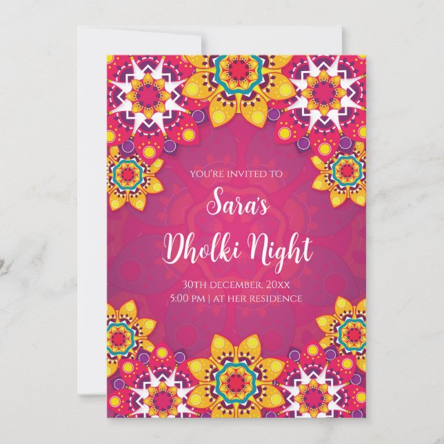 Les invitations musulmanes Dholki comme cartes num (Devant)