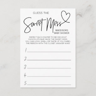 Les jeux de baby shower devinent cette carte de