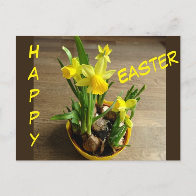 Les jonquilles Joyeux Pâques. Carte postale texte (Devant)
