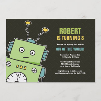Les joyeux Robot Boys Invitations à la fête d'anni