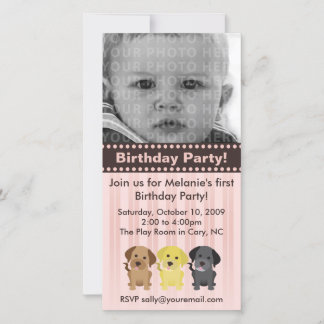 Les Labradors Invitation d'anniversaire rose