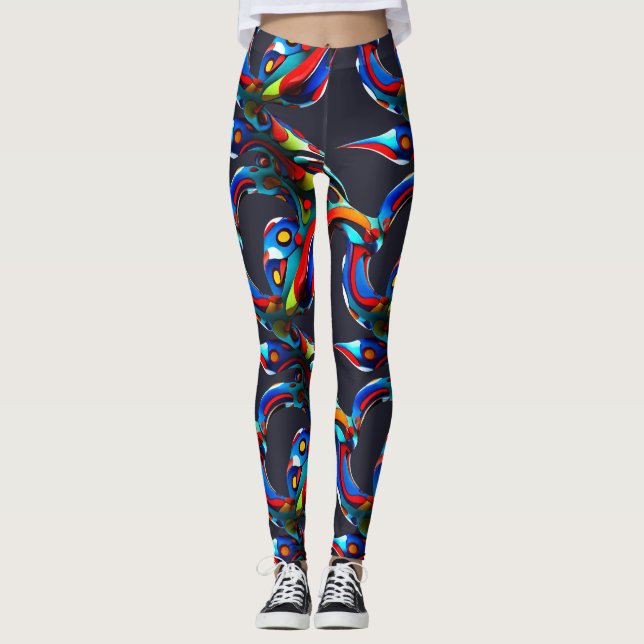 Les Leggings bleus rouges colorés (Devant)