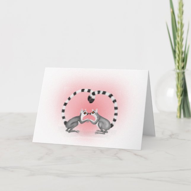 Les lémuriens amoureux Carte de Saint Valentin (Devant)