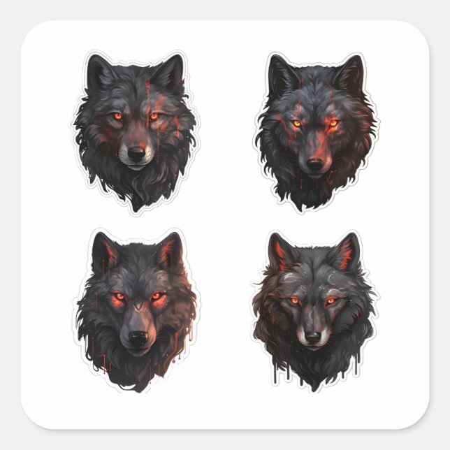 Les loups ont tiré les yeux sac de stickers (Devant)