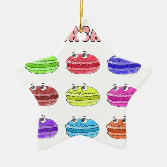 Les Macarons Cute Cartoon Ceramic Ornament (Front)