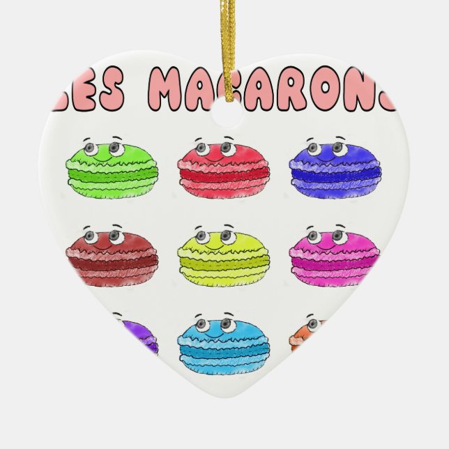 Les Macarons Cute Cartoon Ceramic Ornament (Front)