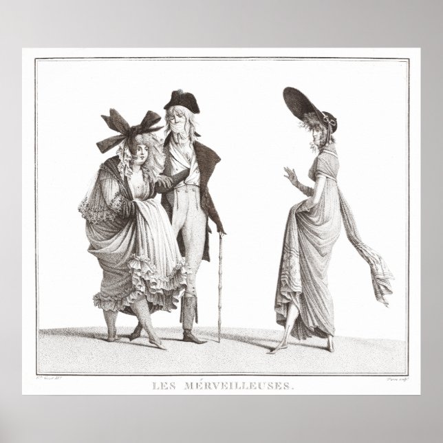 Les Merveilleuses Antique French Fashion Print (Front)