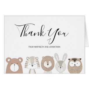 Les mignons animaux Carte de remerciements Baby sh