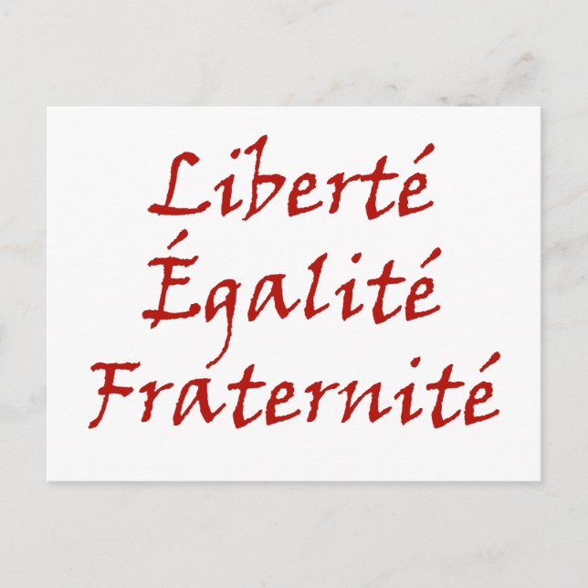 Les Misérables Love: Liberté, Égalité, Fraternité Postcard (Front)
