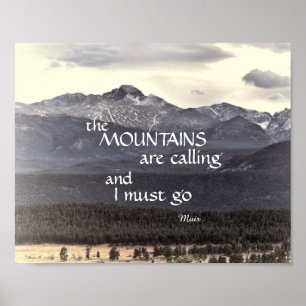 Les montagnes appellent affiche la citation de Mui