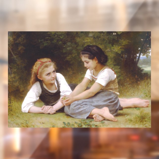 Les Noisettes: Child Girlfriends Gathering Nuts Window Cling (Sheet 2)