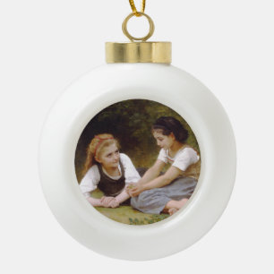Les Noisettes: Girls Collecting Hazelnuts  Ceramic Ball Christmas Ornament