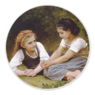 Les Noisettes: Young Girls Collecting Hazelnuts Ceramic Knob
