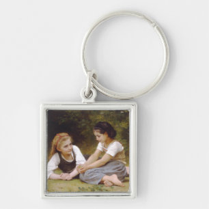 Les Noisettes: Young Girls Collecting Hazelnuts Keychain