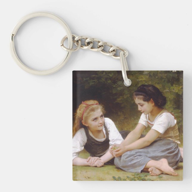 Les Noisettes: Young Girls Collecting Hazelnuts Keychain (Front)