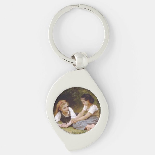 Les Noisettes: Young Girls Collecting Hazelnuts Keychain (Front)
