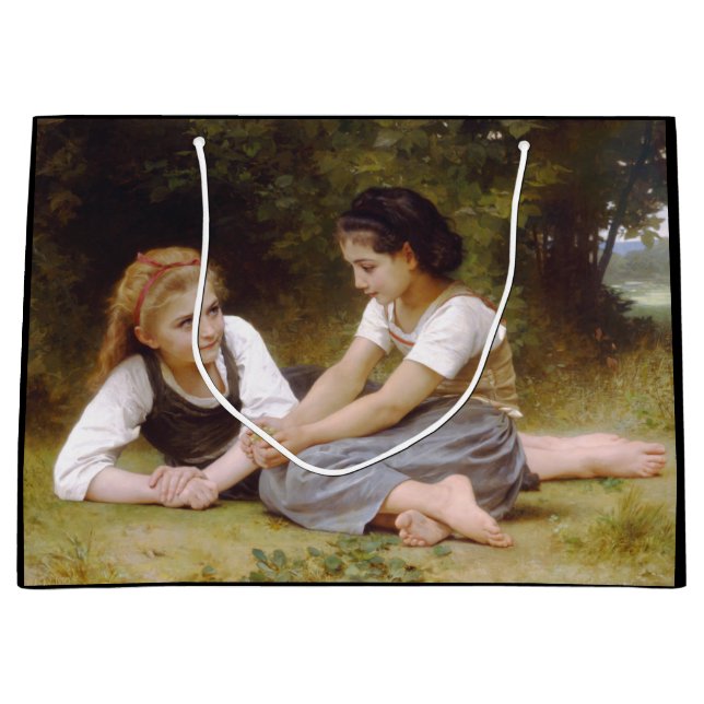 Les Noisettes: Young Girls Collecting Hazelnuts Large Gift Bag (Front)