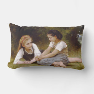 Les Noisettes: Young Girls Collecting Hazelnuts Lumbar Pillow